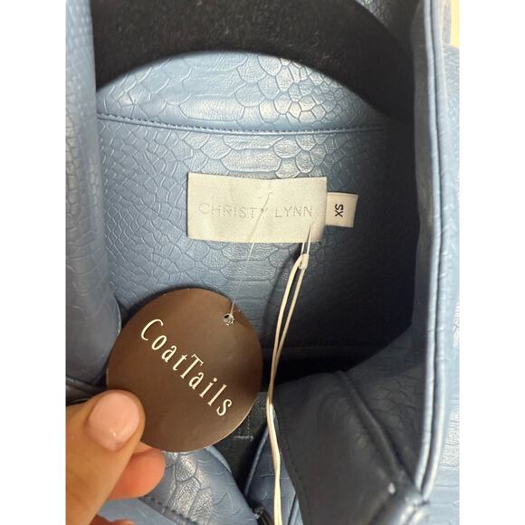 Christy Lynn Karine Jacket in Blue Embossed Croc NWT Sz. XS - Picture 9 of 10